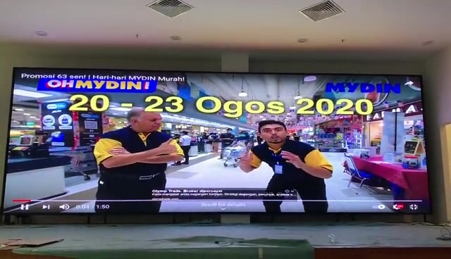 Tela LED itc aplicada no supermercado Mydin Jengka na Malásia