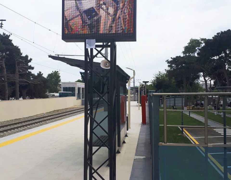 Système de sonorisation itc et mur vidéo LED appliqués à la gare du périphérique de Bakou, Azerbaïdjan